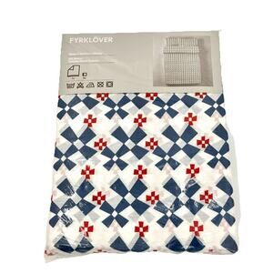 Ikea Sweden Bed Cover Queen/Full Size Cover 2 Pillow Cases Windmills Red Blue